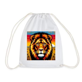 lion - Drawstring Bag - white - Front