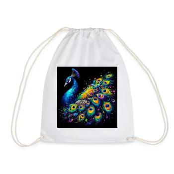 peacock - Drawstring Bag - white - Front