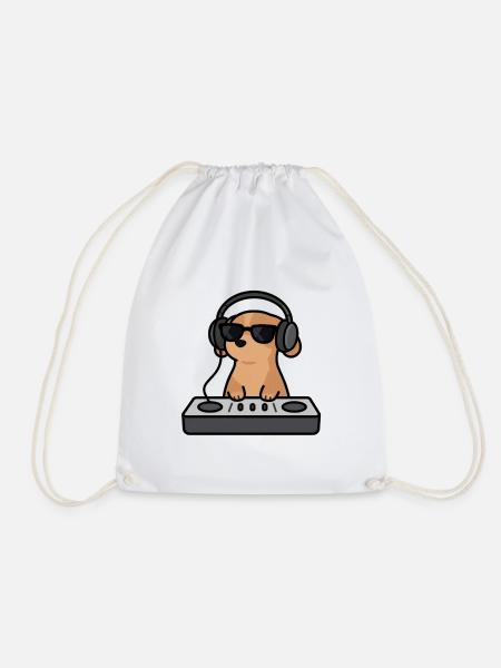 Niedlicher Hund als DJ am Mischpult Geschenk - Turnbeutel - Weiß