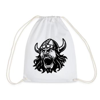 Viking Black Head - Drawstring Bag - white - Front