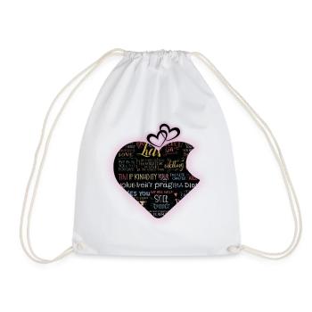 Love word art heart design - Drawstring Bag - white - Front