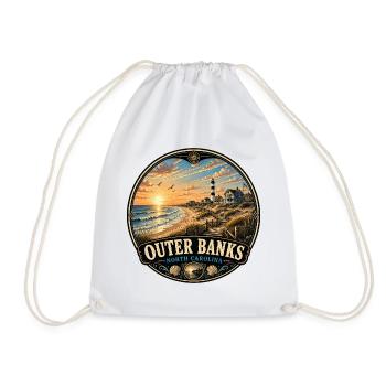 Outer Banks North Carolina Beach Vacation Sunset - Drawstring Bag - white - Front