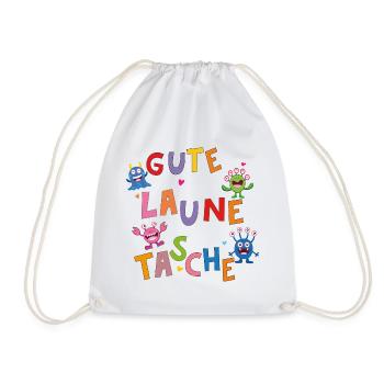 Gute Laune Monster Tasche - Turnbeutel - Weiß - Vorne