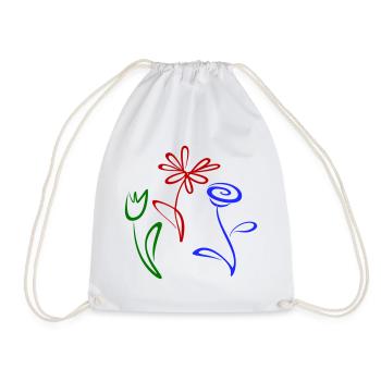 Three flowers - Drawstring Bag - white - Front