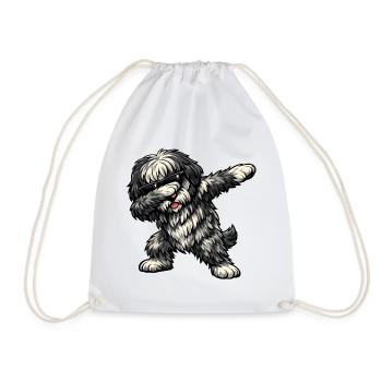 Dabbing Bergamo Shepherd Dog - Drawstring Bag - white - Front
