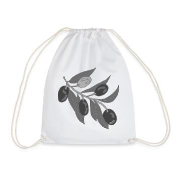 Grey olive branches - Drawstring Bag - white - Front