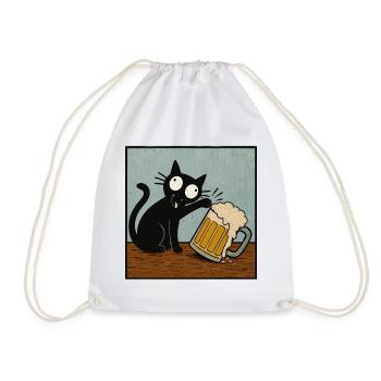 Chat de la bière, Amoureux de la bière, Boire de la bière, Chats - Sac de sport léger - blanc - Devant
