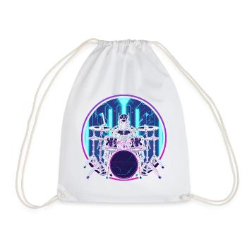 Drummer Steampunk - Drawstring Bag - white - Front