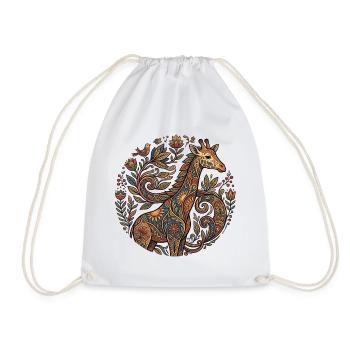 Girafe ornementale à motif floral - Sac de sport léger - blanc - Devant