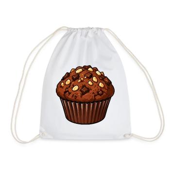 Schoko Muffin Mit Nussstückchen - Turnbeutel - Weiß - Vorne