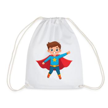 Kleiner Comic Superheld Kinder Helden Power Shirt - Turnbeutel - Weiß - Vorne