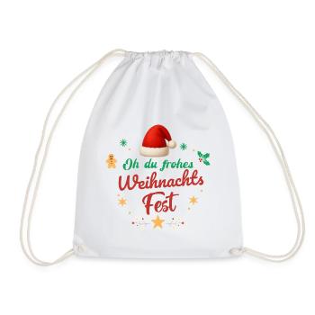 Oh Du Frohes Weihnachtsfest Nikolaus Geschenk    - Turnbeutel - Weiß - Vorne