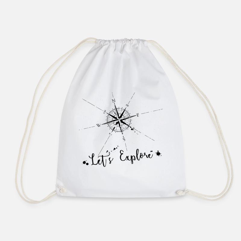 Compass navigation travel card nature gift - Drawstring Bag - white