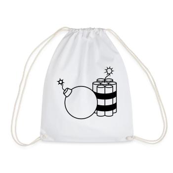 ball burned round circled round ball circle tex - Drawstring Bag - white - Front