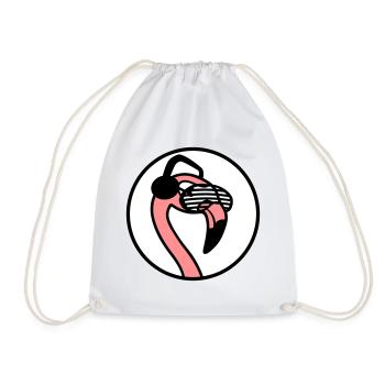 circle logo round head dj party celebrate sunglasses - Drawstring Bag - white - Front