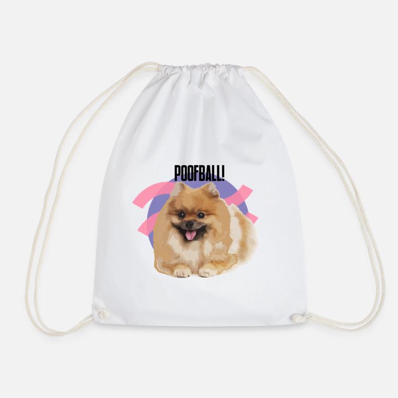 „POOFBALL!“ - Zwergspitz - Turnbeutel - Weiß