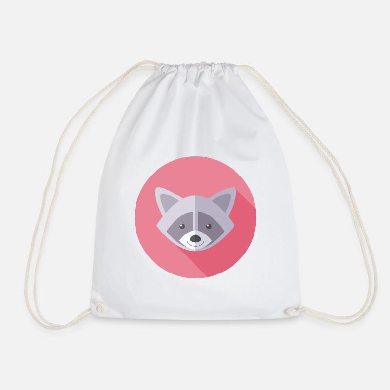 Vector raccoon - Drawstring Bag - white