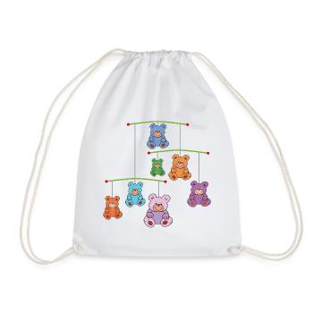 Mobilé mit Teddybären - Turnbeutel - Weiß - Vorne