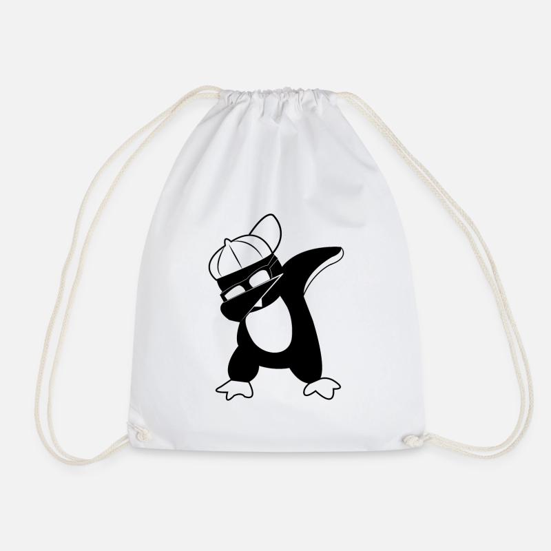 Dabbing penguin - Drawstring Bag - white
