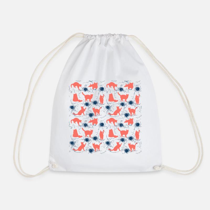 coral kittens - Drawstring Bag - white