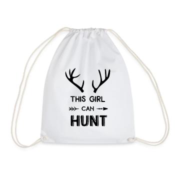 This Girl Can Hunt Gift Girl Hunt Hunting Ja - Drawstring Bag - white - Front