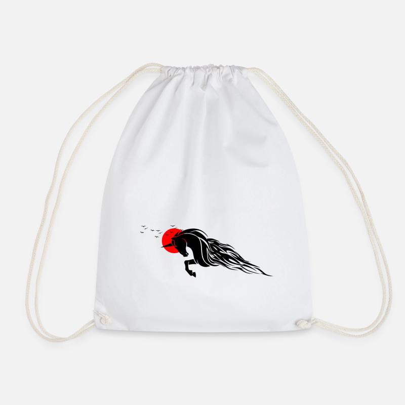 the horse - Drawstring Bag - white