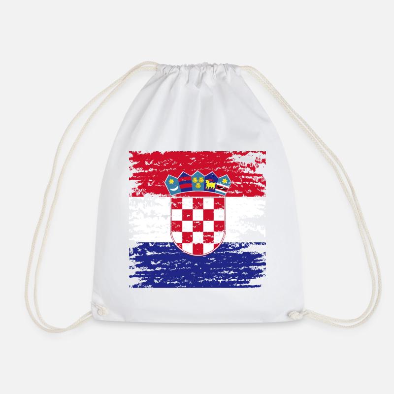Authentisches kroatisches Flaggenwappen - Turnbeutel - Weiß