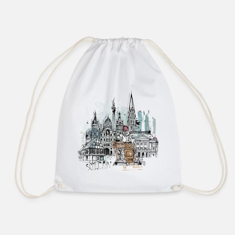 Schwerin Illustration - Turnbeutel - Weiß