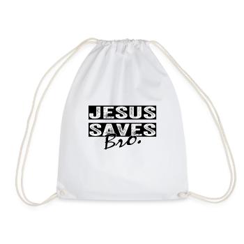 Jesus Saves Bro. T-shirt for Christians. Christian - Drawstring Bag - white - Front