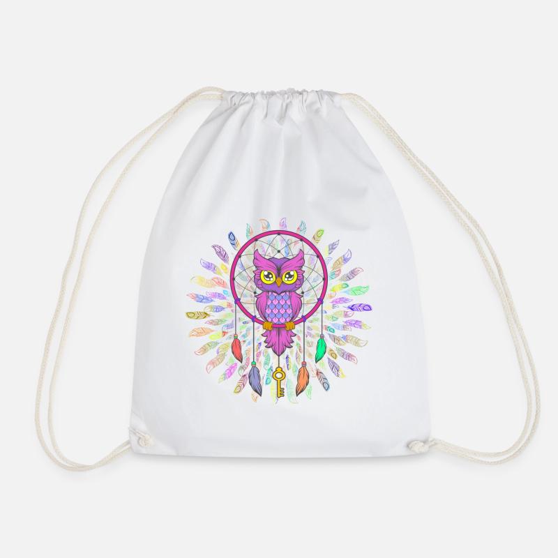 Colorful owl - Drawstring Bag - white