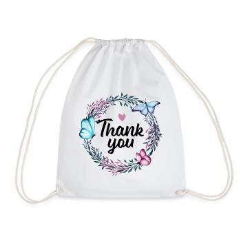 Merci - Blumenkranz & Herz danke Geschenk Frau - Sac de sport léger - blanc - Devant