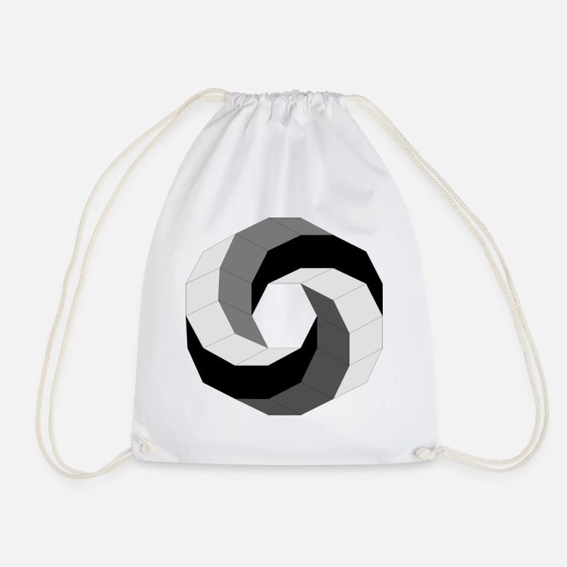 Geometric Spiral Glyph - Drawstring Bag - white