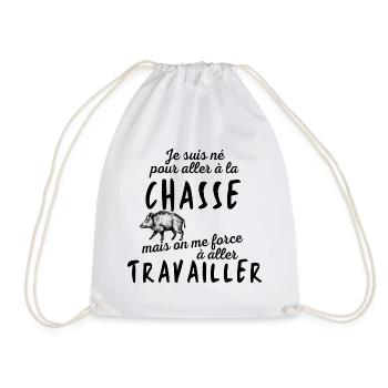 T shirt chasse humour chasseur sanglier cadeau - Sac de sport léger - blanc - Devant