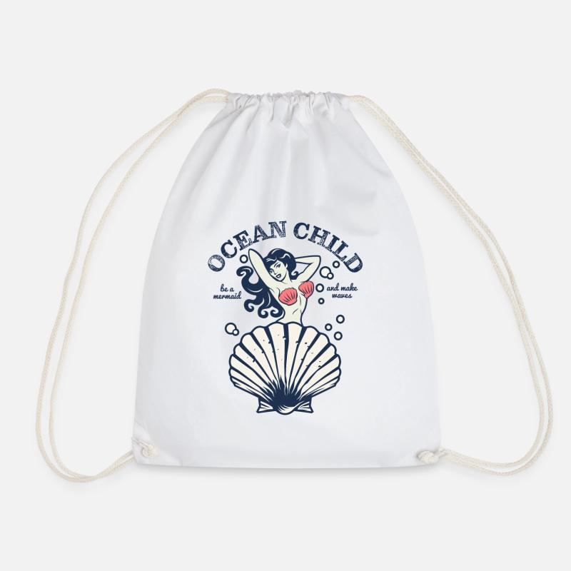 Ocean Child - Drawstring Bag - white