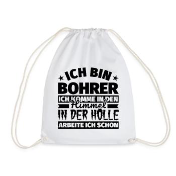 Bohrer Geschenk lustig Himmel Hölle - Turnbeutel - Weiß - Vorne