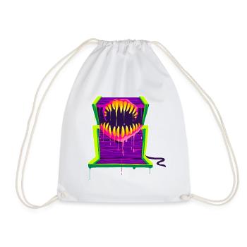 A Beautiful and Funny Mimic Monster Design - Drawstring Bag - white - Front