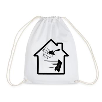 Mason stucco tool logo house building 2 - Drawstring Bag - white - Front