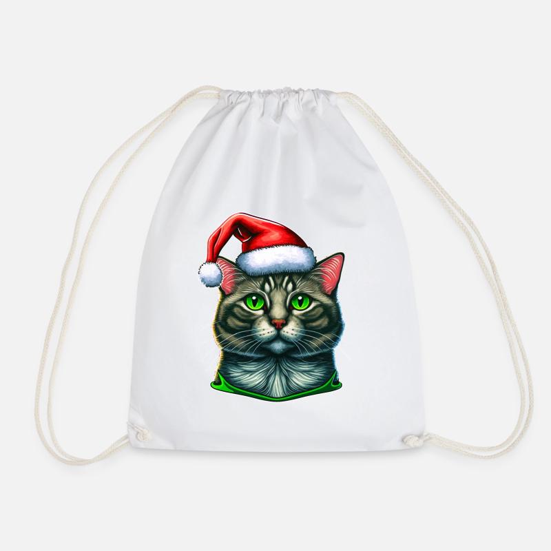 Beautiful Winter cat digital artwork, the perfect - Drawstring Bag - white