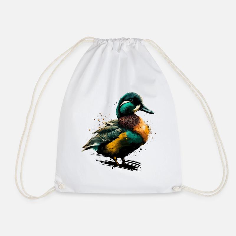 Farbige Ente - Turnbeutel - Weiß