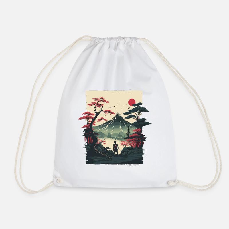 Japanese Art - Drawstring Bag - white