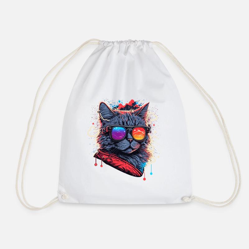Elektronische Katze - Turnbeutel - Weiß