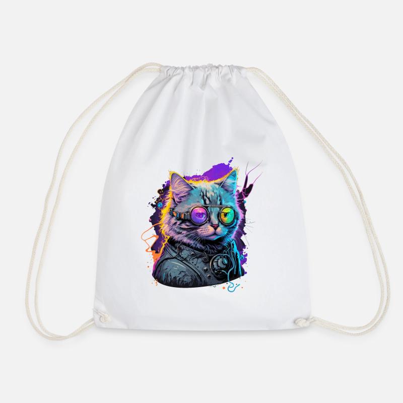 Cyber Katze - Turnbeutel - Weiß