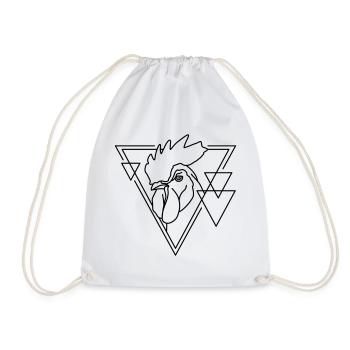 Coq en forme géométrique - Conception d’art au trait - Sac de sport léger - blanc - Devant