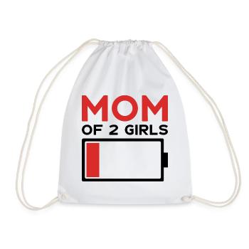 MOM OF 2 GIRLS - Drawstring Bag - white - Front