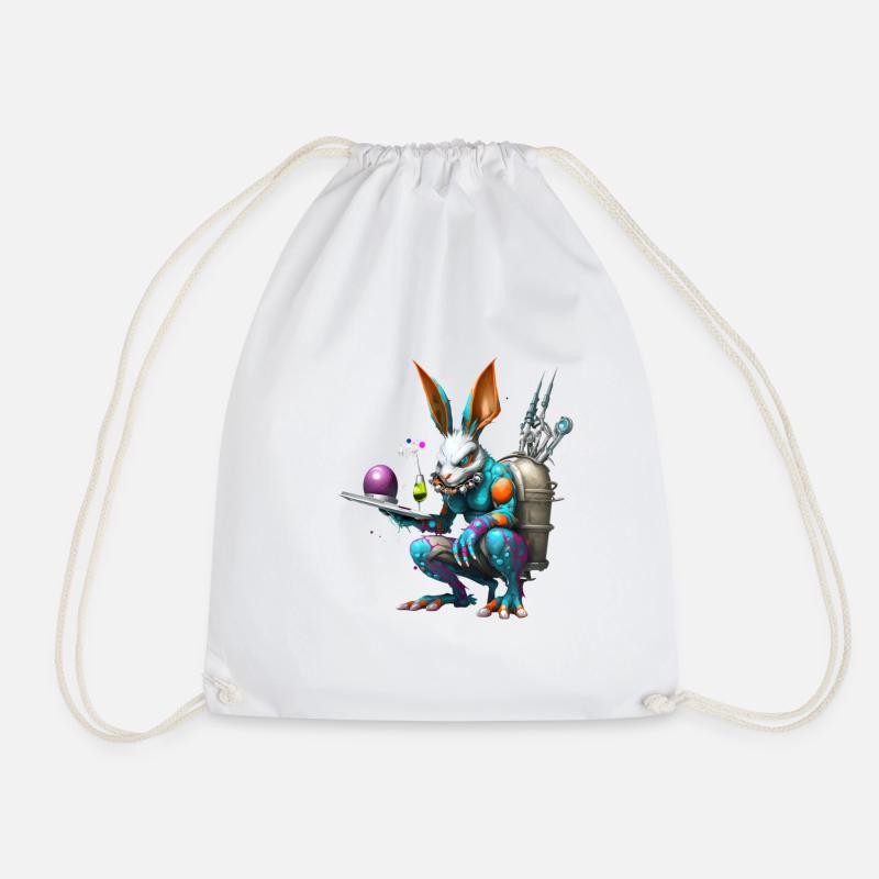 Future Technology Rabbit - Drawstring Bag - white
