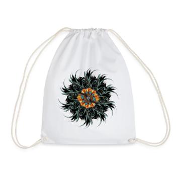 Mandala ornament made of drawn rooster feathers - Drawstring Bag - white - Front