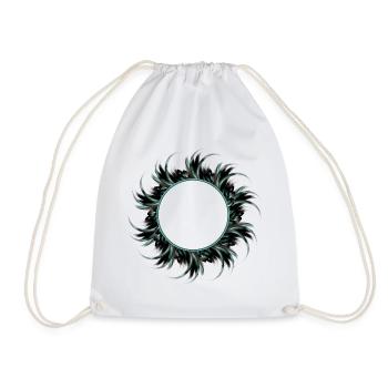 round frame made of drawn feathers - Drawstring Bag - white - Front