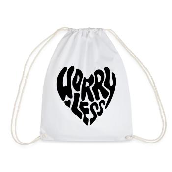 Worry less. Less worrying in heart shape * - Drawstring Bag - white - Front
