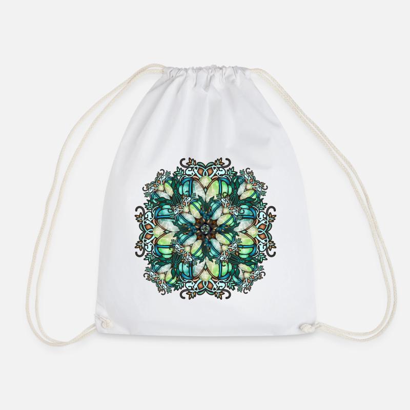 Jugendstil Rosette in transparenter Glas Optik - Turnbeutel - Weiß