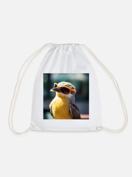 Vogel mit Orangen Sonnenbrillen - Turnbeutel - Weiß